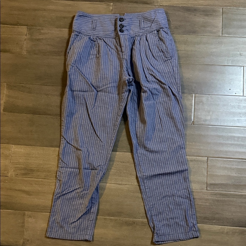Sundance Cropped Striped Linen Blend Pants SZ P4